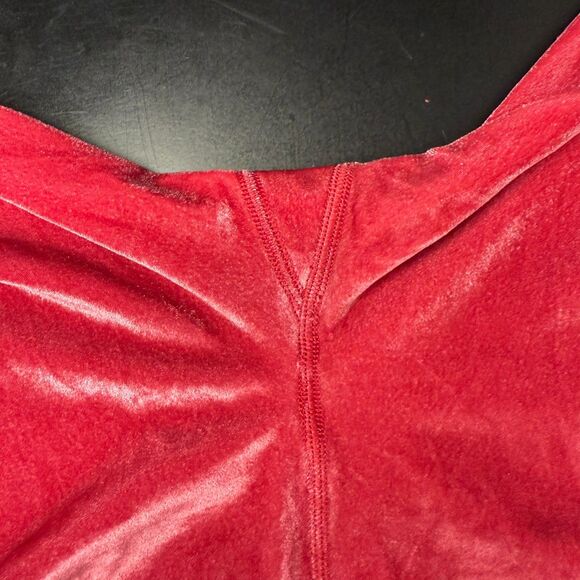 Athleta Elation Velvet Set M Red Velour Y2K Leggings V-Neck Crop Top - Picture 14 of 16